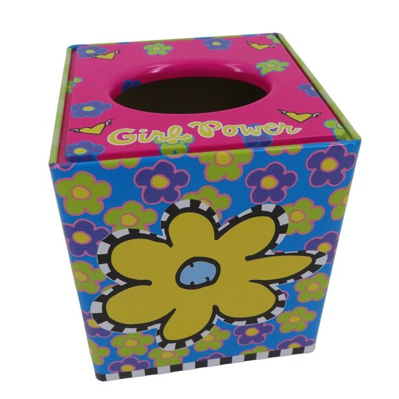2 Grrrls Inc 2000 Metal Flower Floral Be The Girl You Wanna Be Tissue Box Cover - Picture 1 of 9